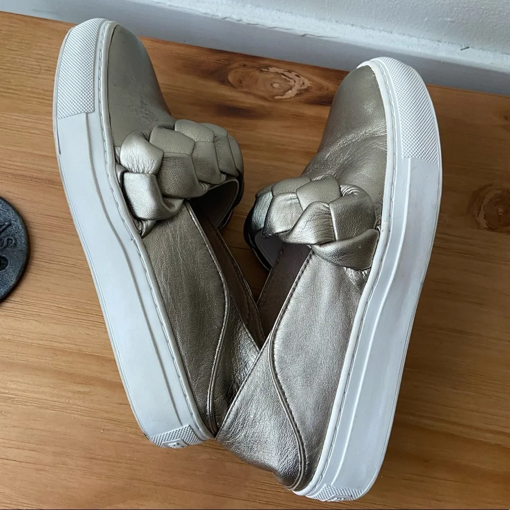 Rachel Zoe Burke Gold Metallic Braided Sneaker - Picture 7 of 11